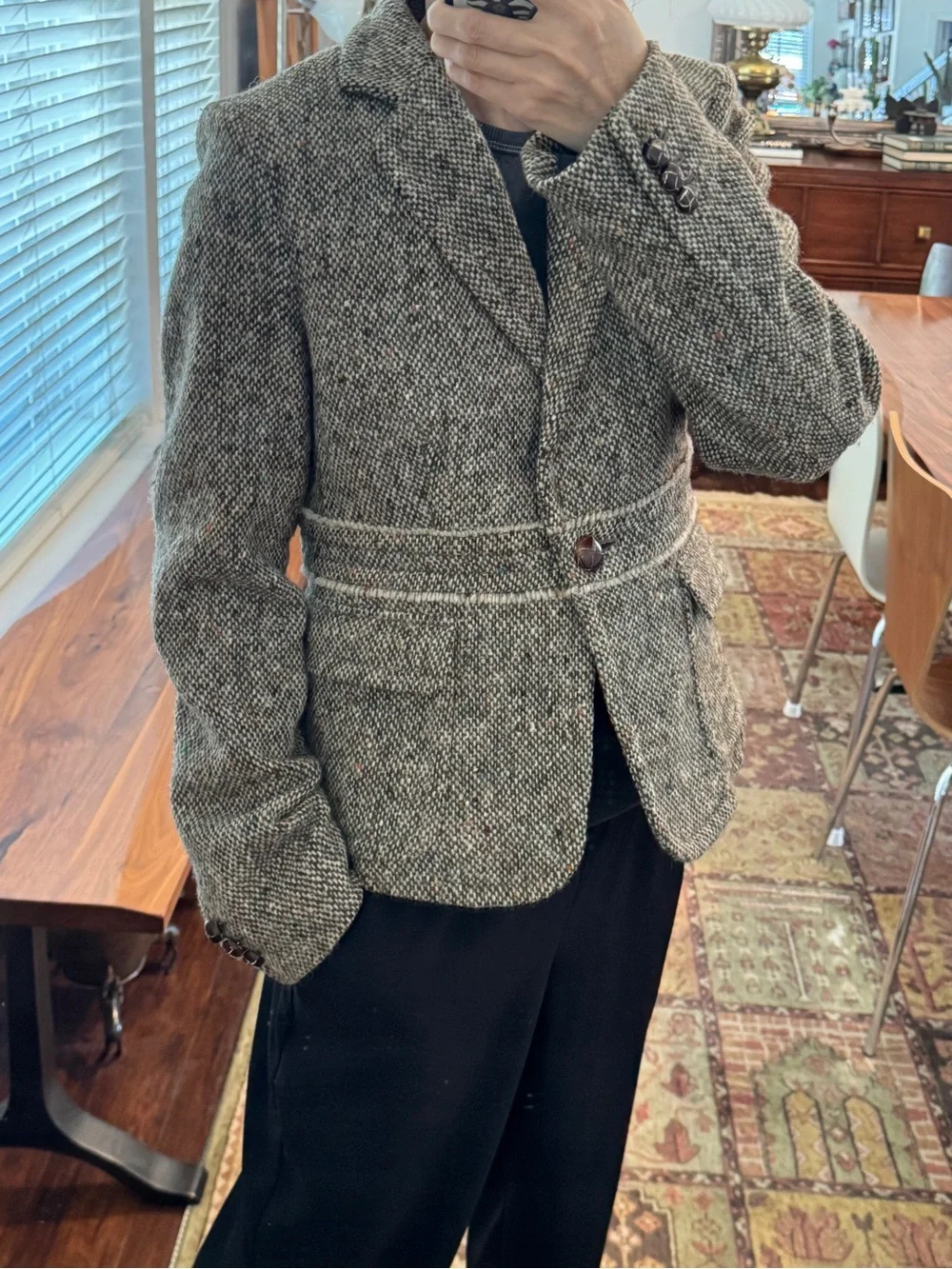 Vintage 2005 J Crew Wool Alpaca Tweed Blazer Jacket Size 8 Style 72255